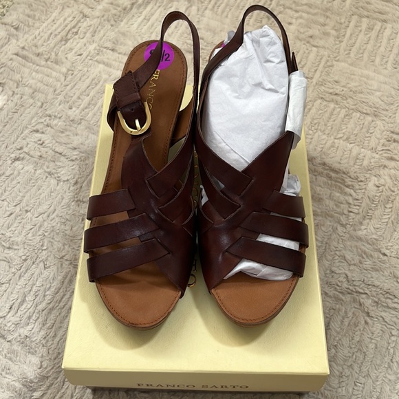 Franco Sarto brown leather wedge style Hanako Size 8.5, New - Picture 13 of 16